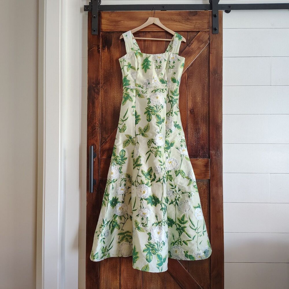 Lula Kate Dress Size 10 Green Floral Bridesmaid Gown Formal Prom Whimsy Fairy - Picture 2 of 12